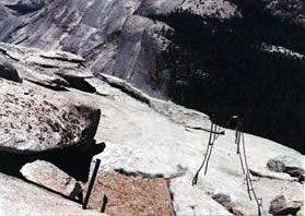 Picture of the top of Half Dome cables, looking back down!